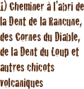 1) Cheminer à l’abri de la Dent de la Rancune, des Cornes du Diable, de la Dent du Loup et autres chicots volcaniques